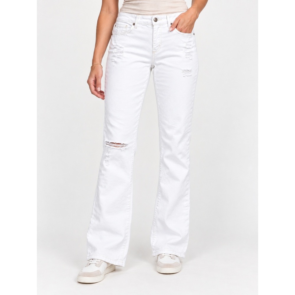 Joes Jeans Rocker White Distressed Low Rise Flare Jeans Size 32 Y2K Retro Boho